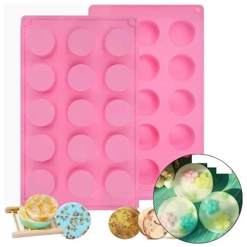 Moule à Savon Rond en Silicone, 15 Cavités