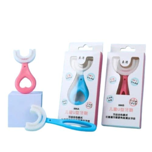 Lot de 3 brosses à dents manuelles en U pour enfants de 2 à 12 ans